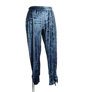 Love By Gap M Womens Blue Velour Pants Stretch Pull On Comfort Chic Soft Lounge